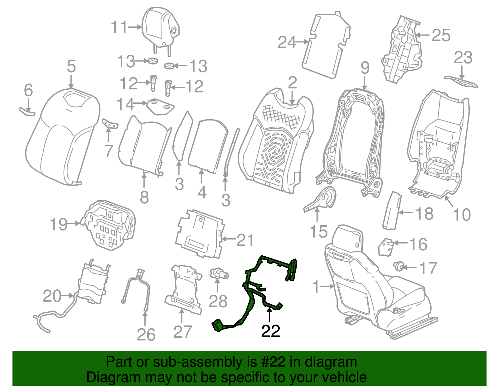 Driver Seat Wiring Harness - Cadillac (84107609)