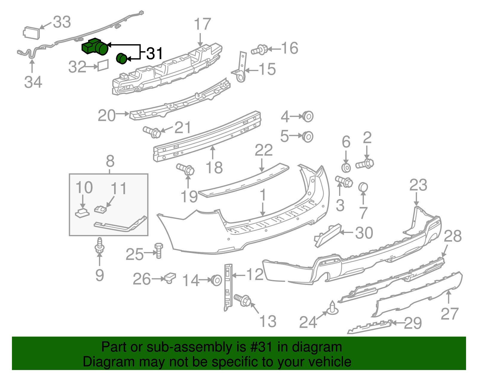 Parking Assist Alarm Sensor - GM (92229605)