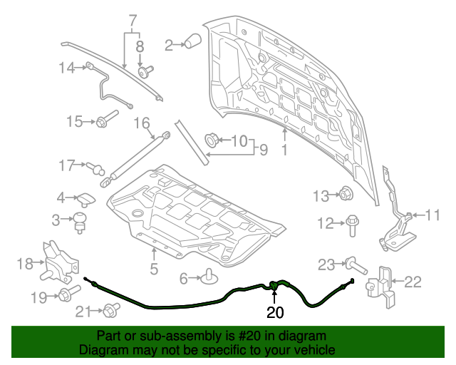 20152021 Ford F150 Cable Assembly Hood Control FL3Z16916B