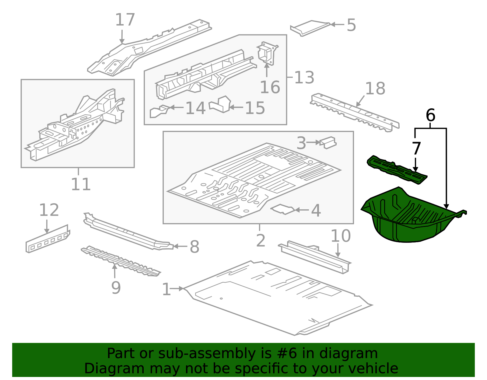 Spare Wheel Well Panel with Reinforcement and Studs - GM (84031438)