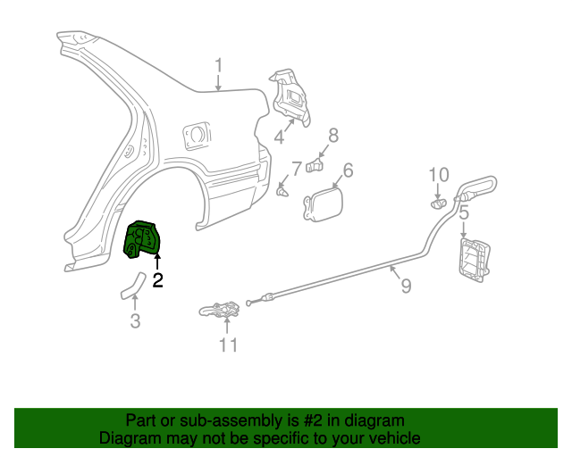 20022006 Toyota Camry Quarter Panel Reinforcement 61503AA020 Toyota