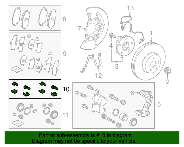 0494748080 Disc Brake AntiRattle Clip Set 20082023 Toyota OEM
