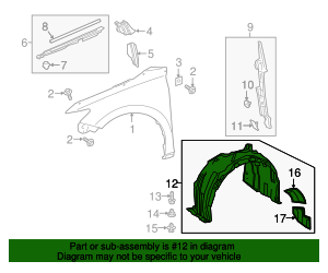 53805-06261 - Fender Liner - 2018-2023 Toyota Camry OEM Genuine
