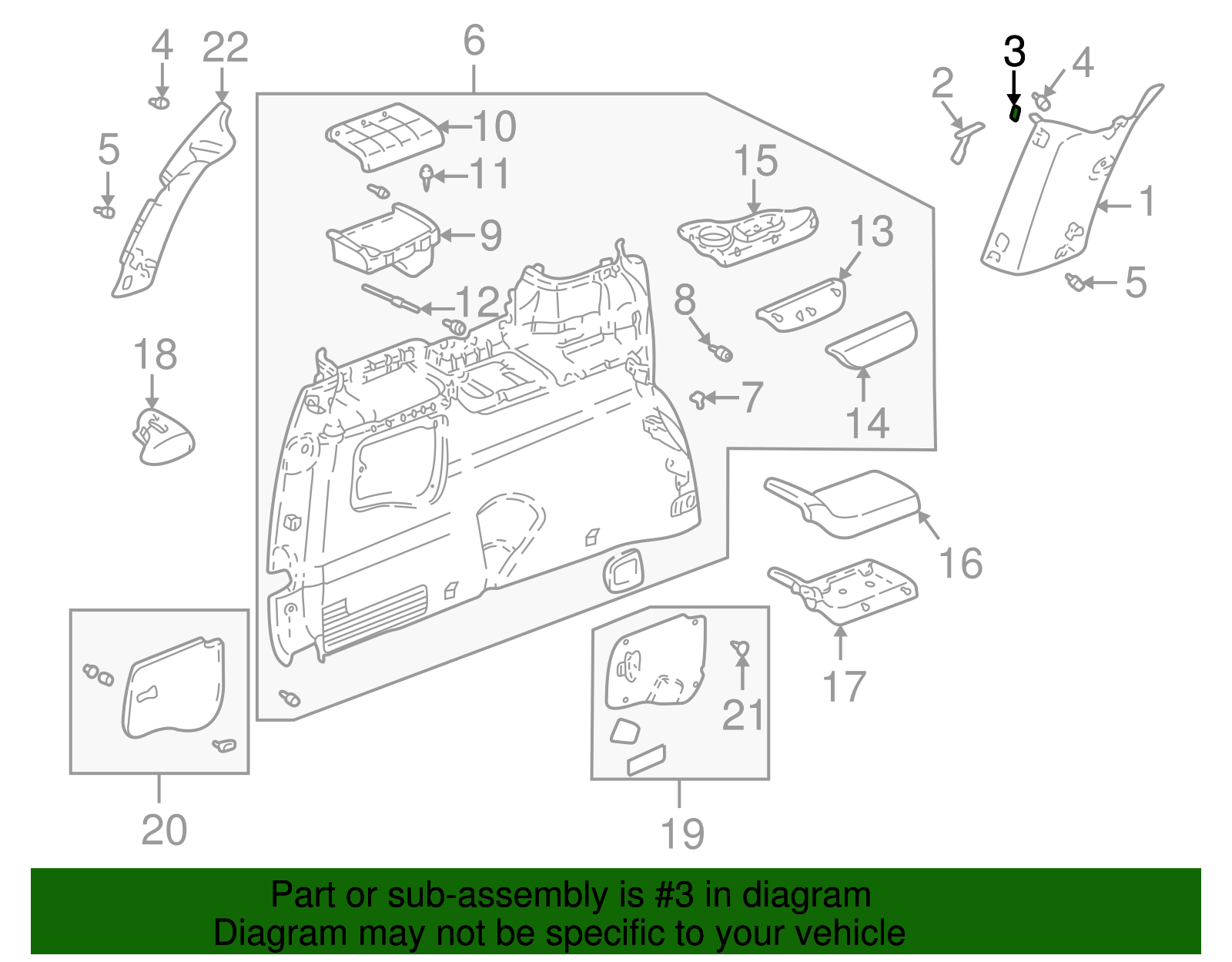 Clip Panel Tr Fin C/Pillar Center Upper * - GM (20477070)