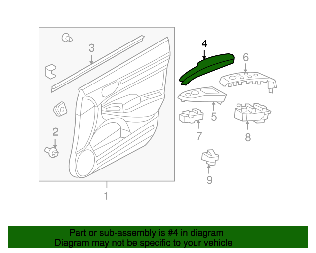 Front Genuine Honda 83530-SNB-U23ZG Door Armrest Right Front Genuine Honda 83530-SNB-U23ZG Door Armrest Right