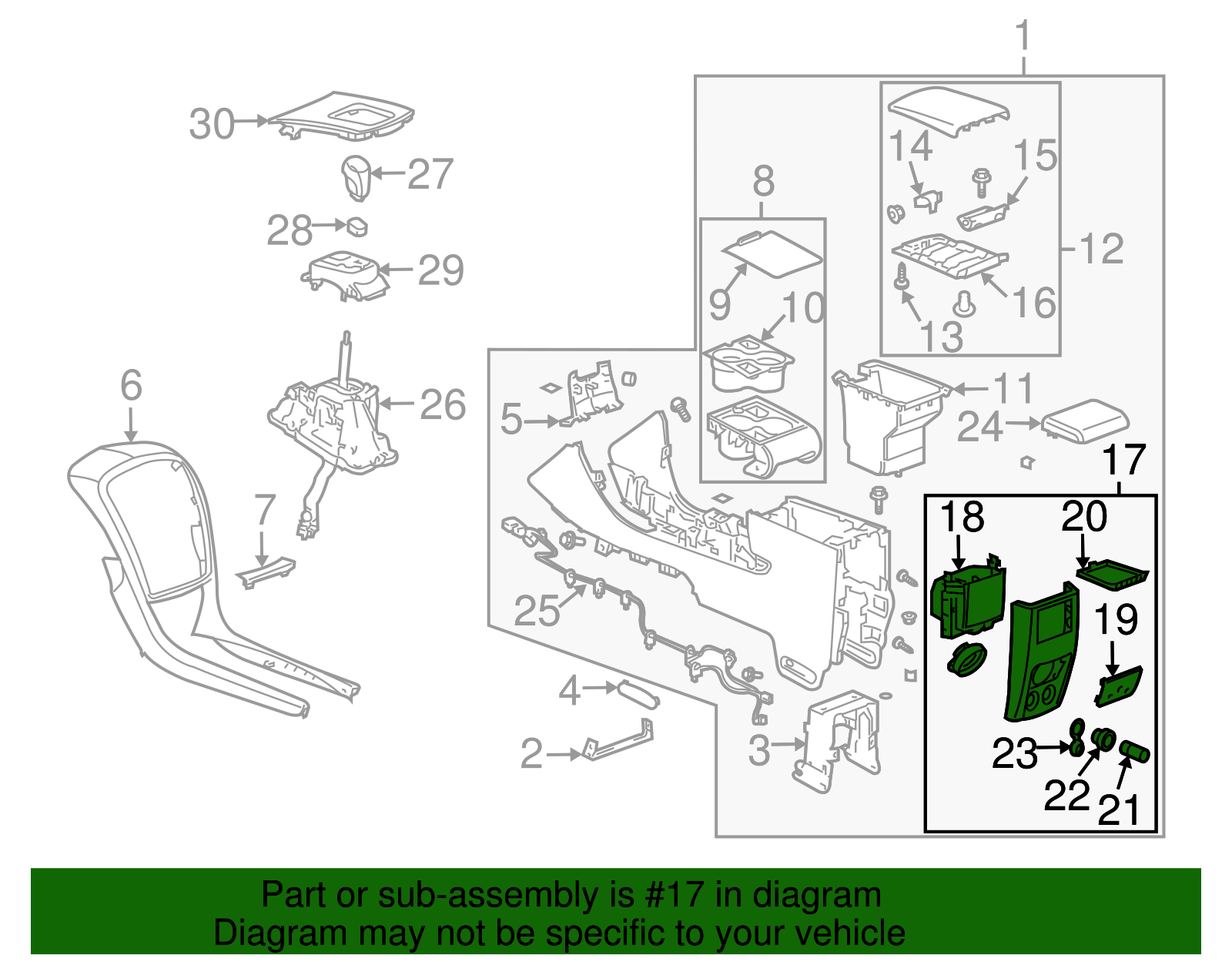Cover, F/Floor Console Rear - Cadillac (89046337)