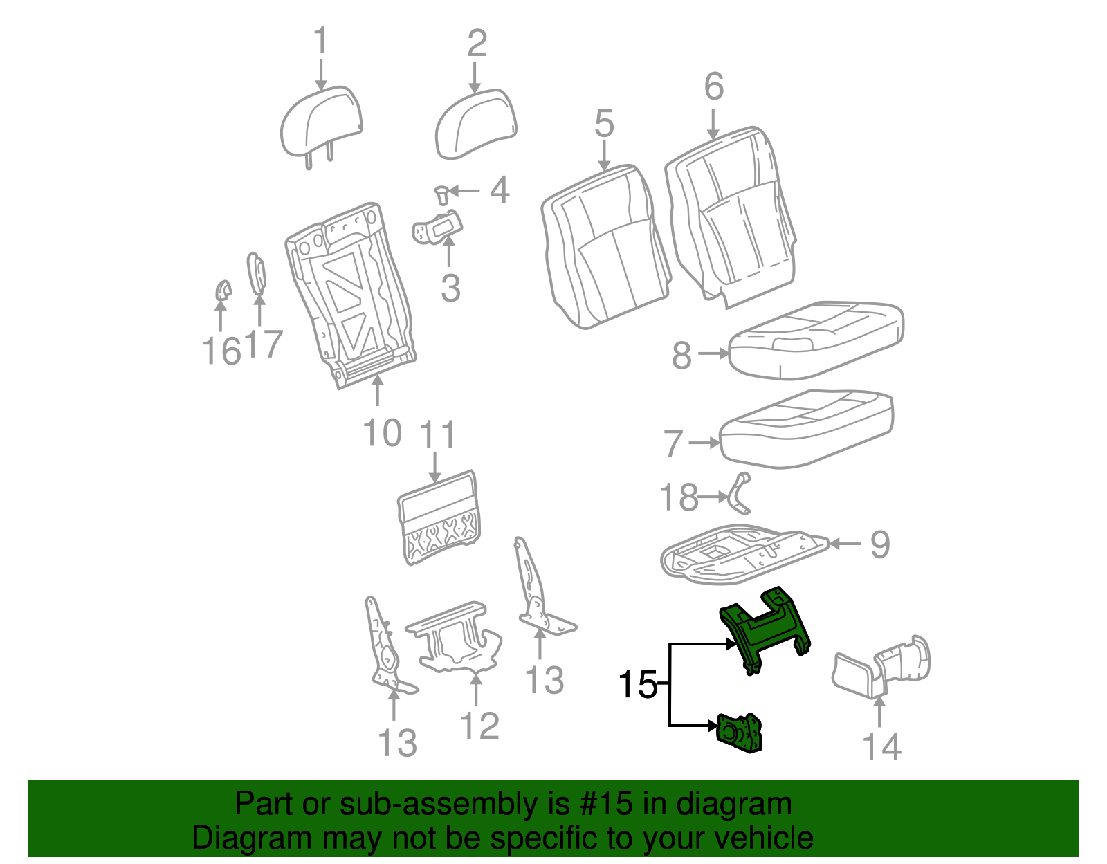 Rear Seat Hinge - GM (89046349)