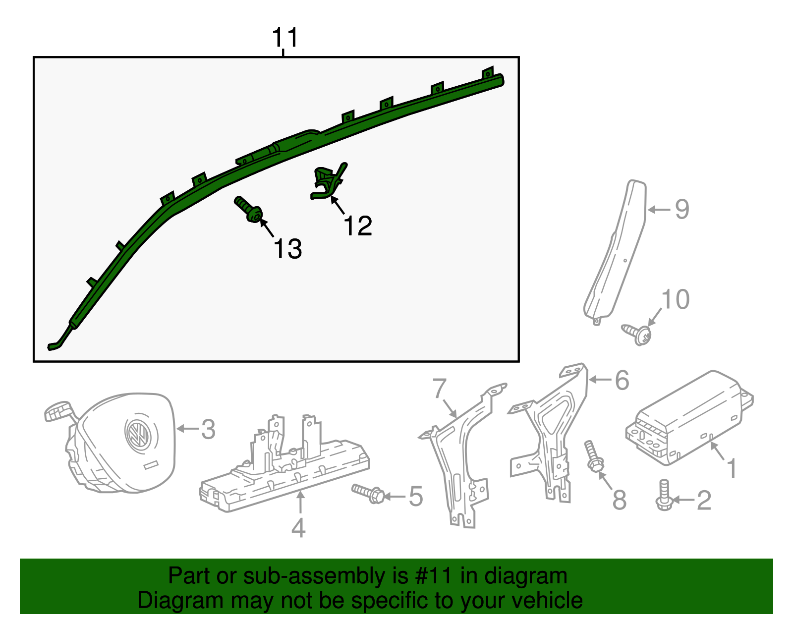 Curtain Air Bag - Volkswagen (5NN-880-742-G)