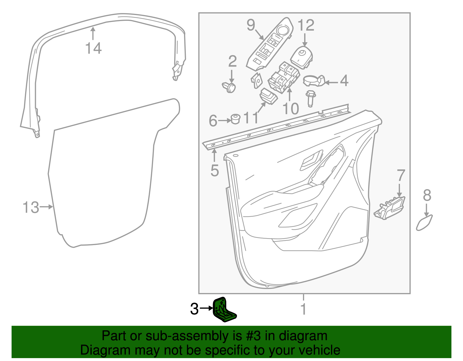 Driver Side Front Door Armrest Bracket - GM (95270986)
