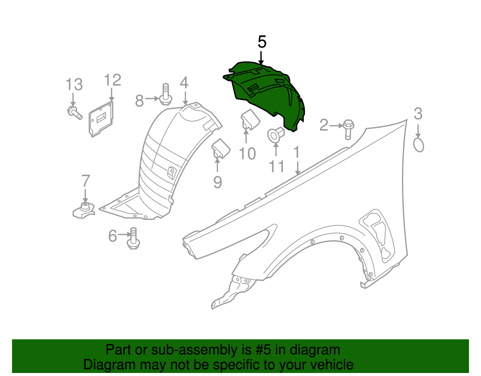 Front Driver Side Fender Liner For Infiniti FX35 / QX70 (2009-2012) – Direct Fit Replacement, Left Inner Liner