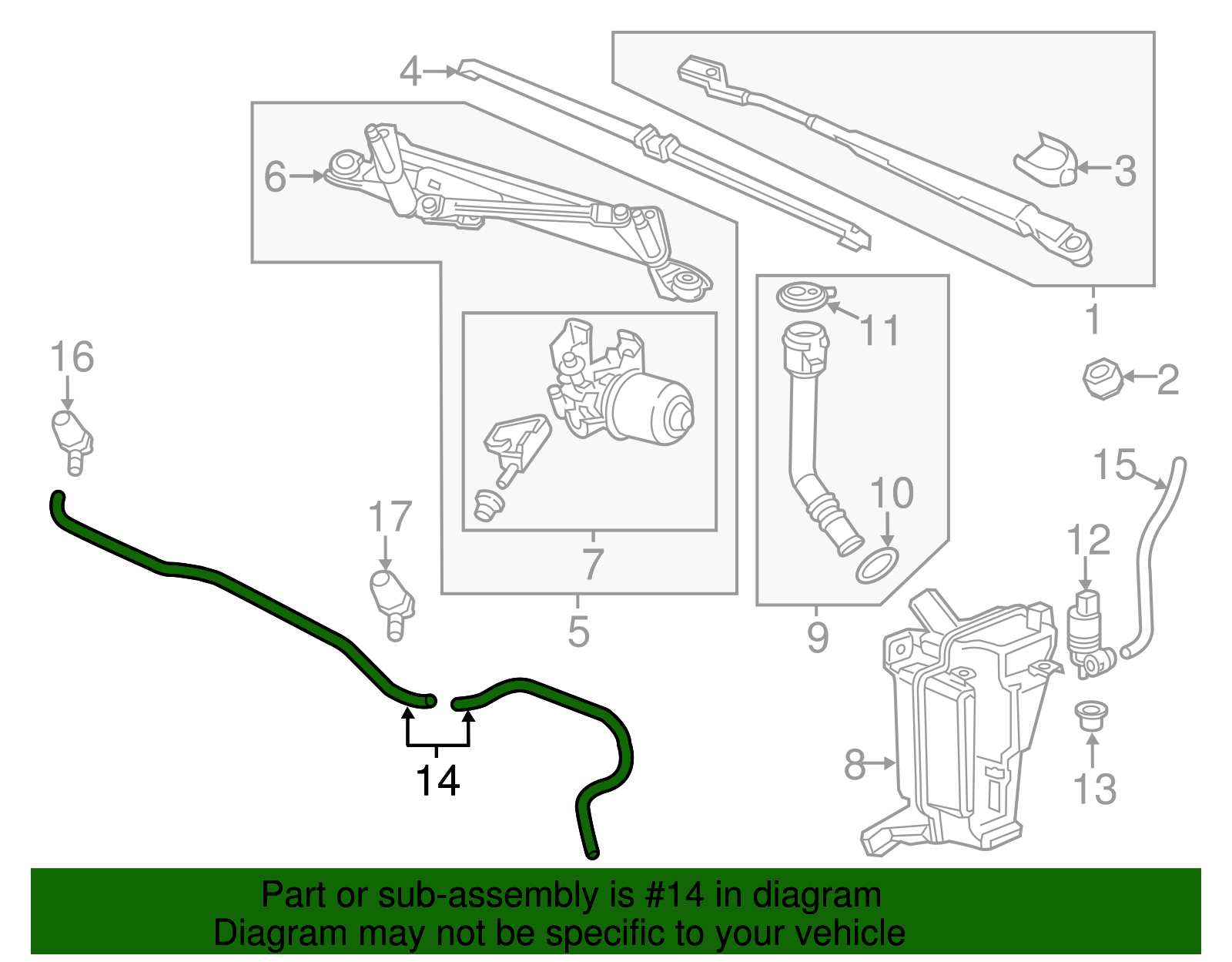 Windshield Washer Fluid Reservoir Hose - GM (96852160)