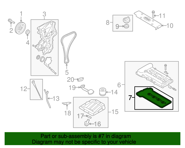20102011 Kia Soul Valve Cover Gasket 224412B000 QuirkParts