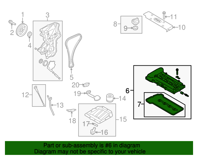 20102011 Kia Soul Valve Cover 224102B000 OEM Parts Online