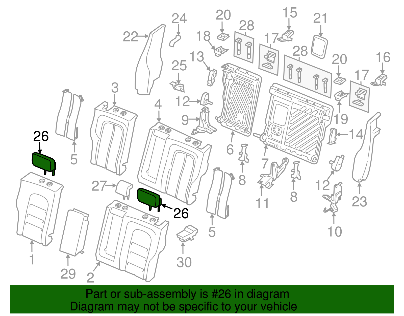 Headrest, Outer - Ford (GD9Z-54611A08-AL)