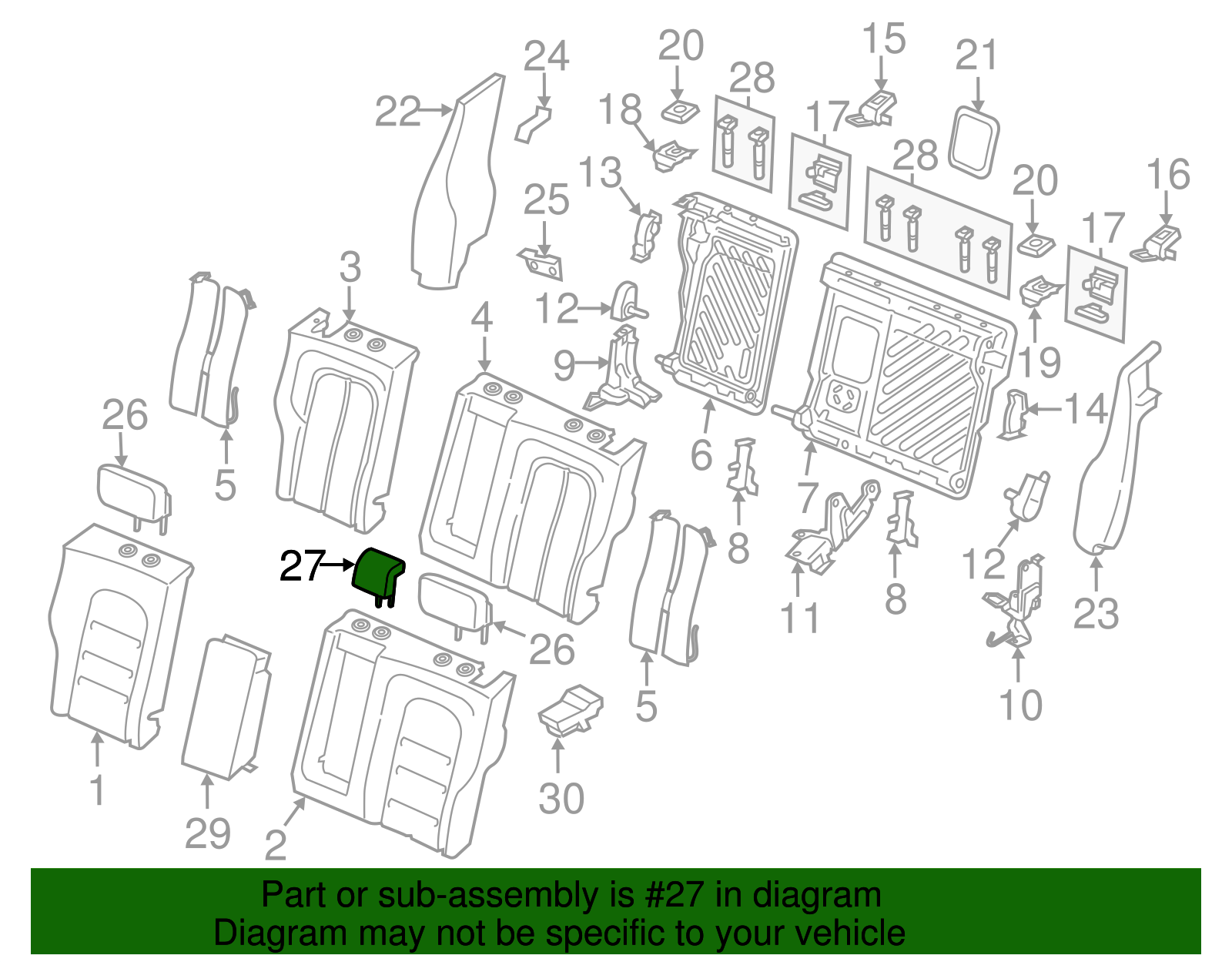 Headrest, Center - Ford (GD9Z-54611A08-CA)