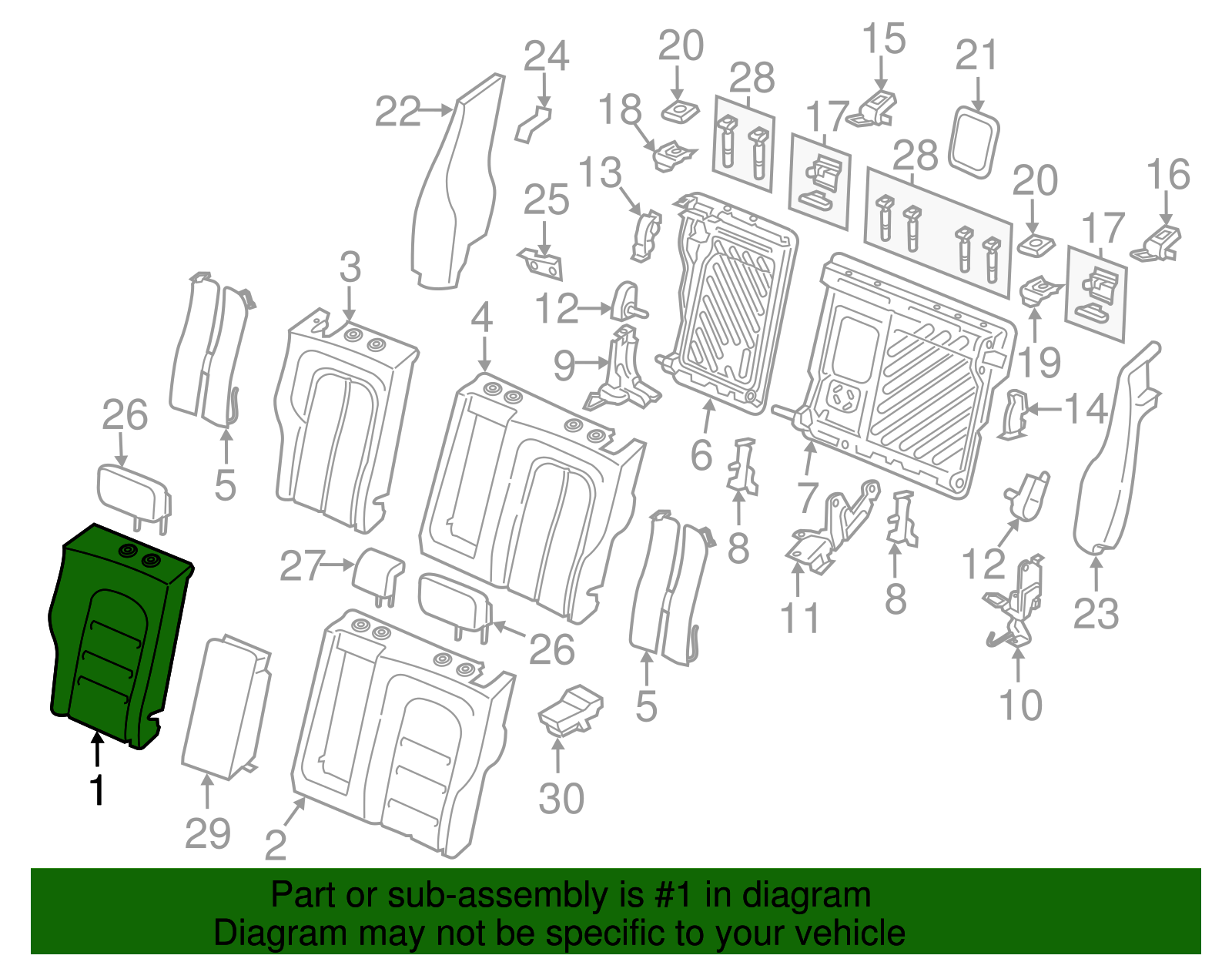 Seat Back Cover - Ford (GD9Z-5466600-AJ)