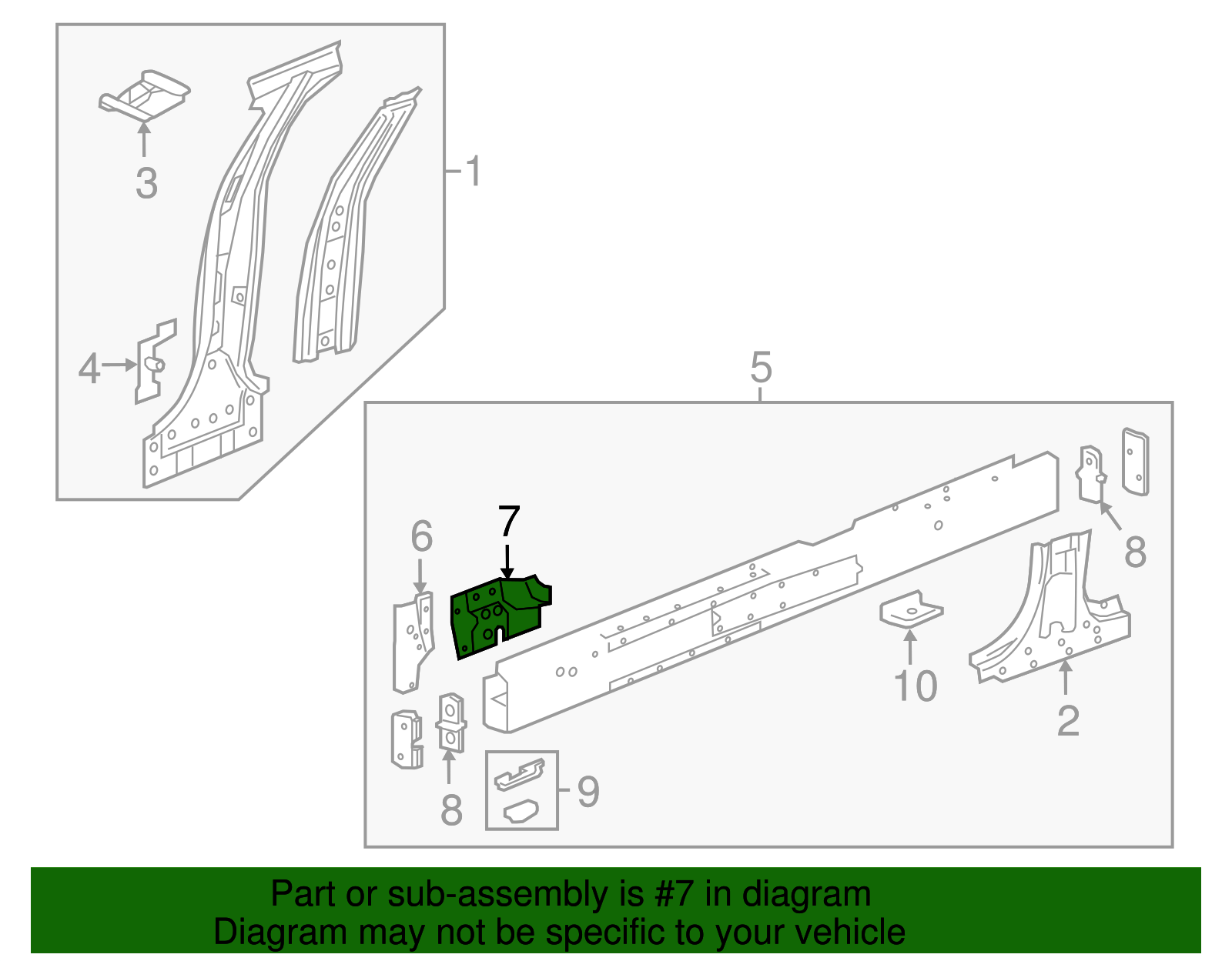 Driver Side Rocker Inner Panel Front Extension - GM (84049612)
