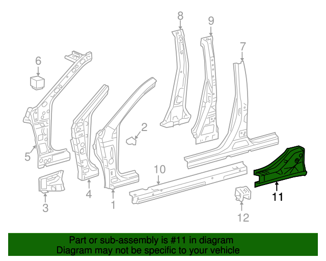 20072011 Toyota Camry Rocker Panel Reinforcement 6140406020 Toyota