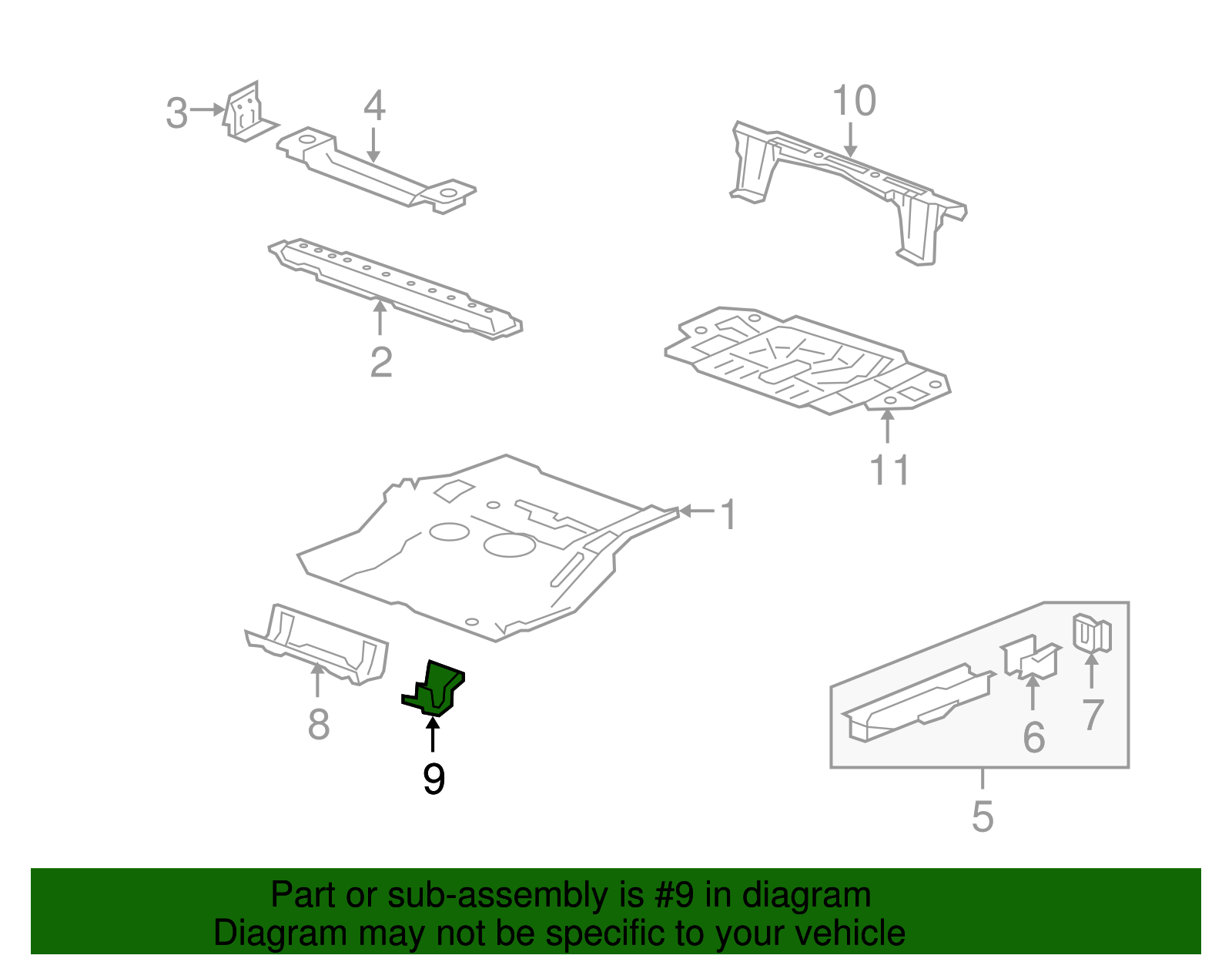 Driver Side Floor Panel Crossmember Extension - GM (96474249)