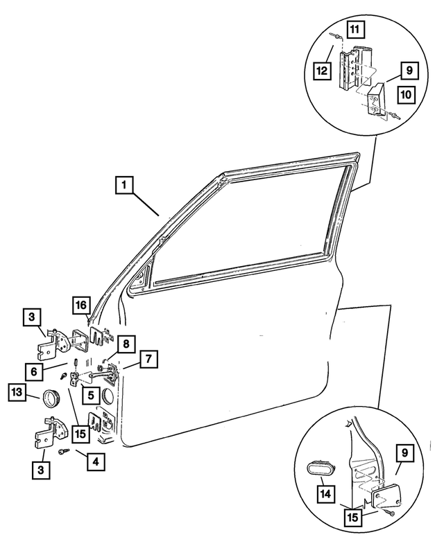 Door Hinge Front Mopar 55235368AC