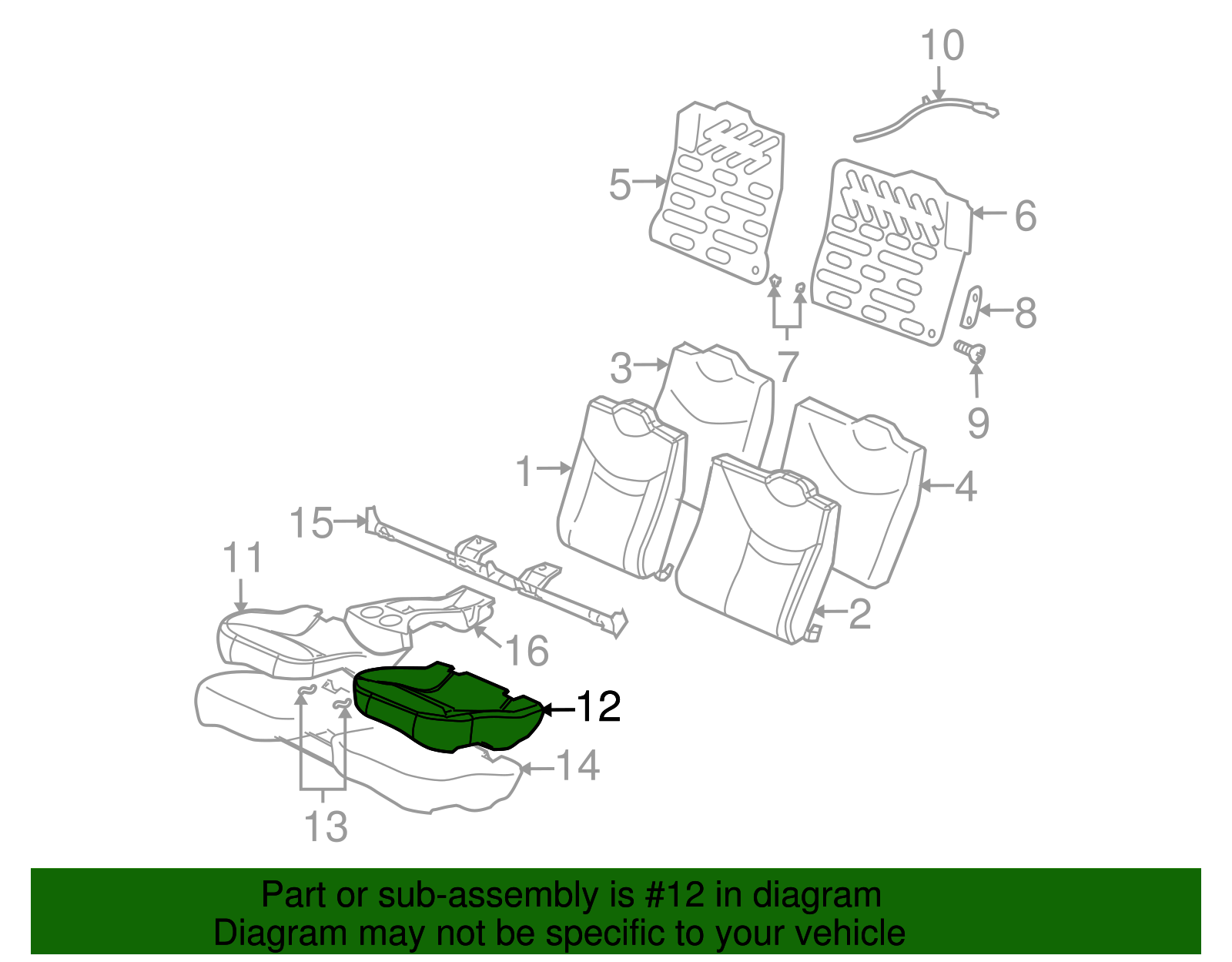 Cover Assembly, R/Seat Cushion                   *Ebony - GM (10356193)