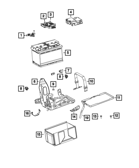 Battery, Battery Tray and Cables for 2019 Ram ProMaster City #0