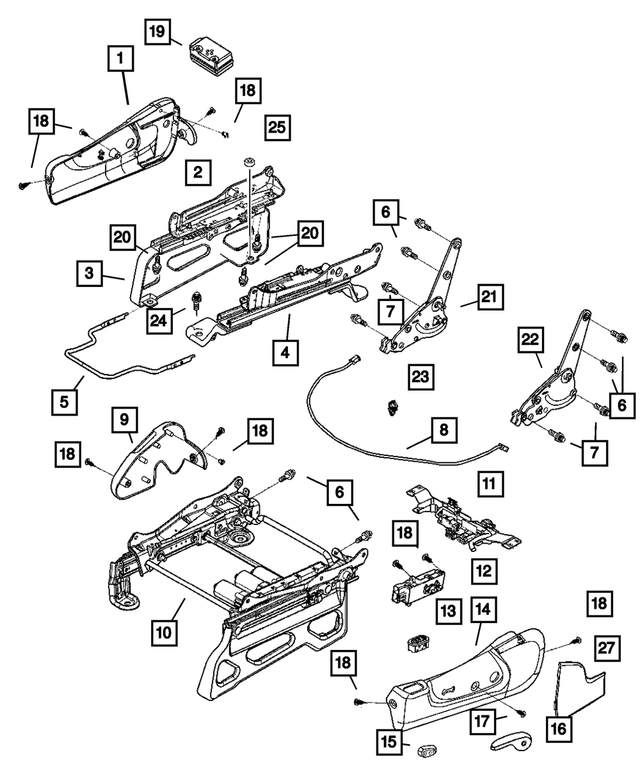20022004 Jeep Liberty Power Seat Adjuster, Passenger, Power Seat