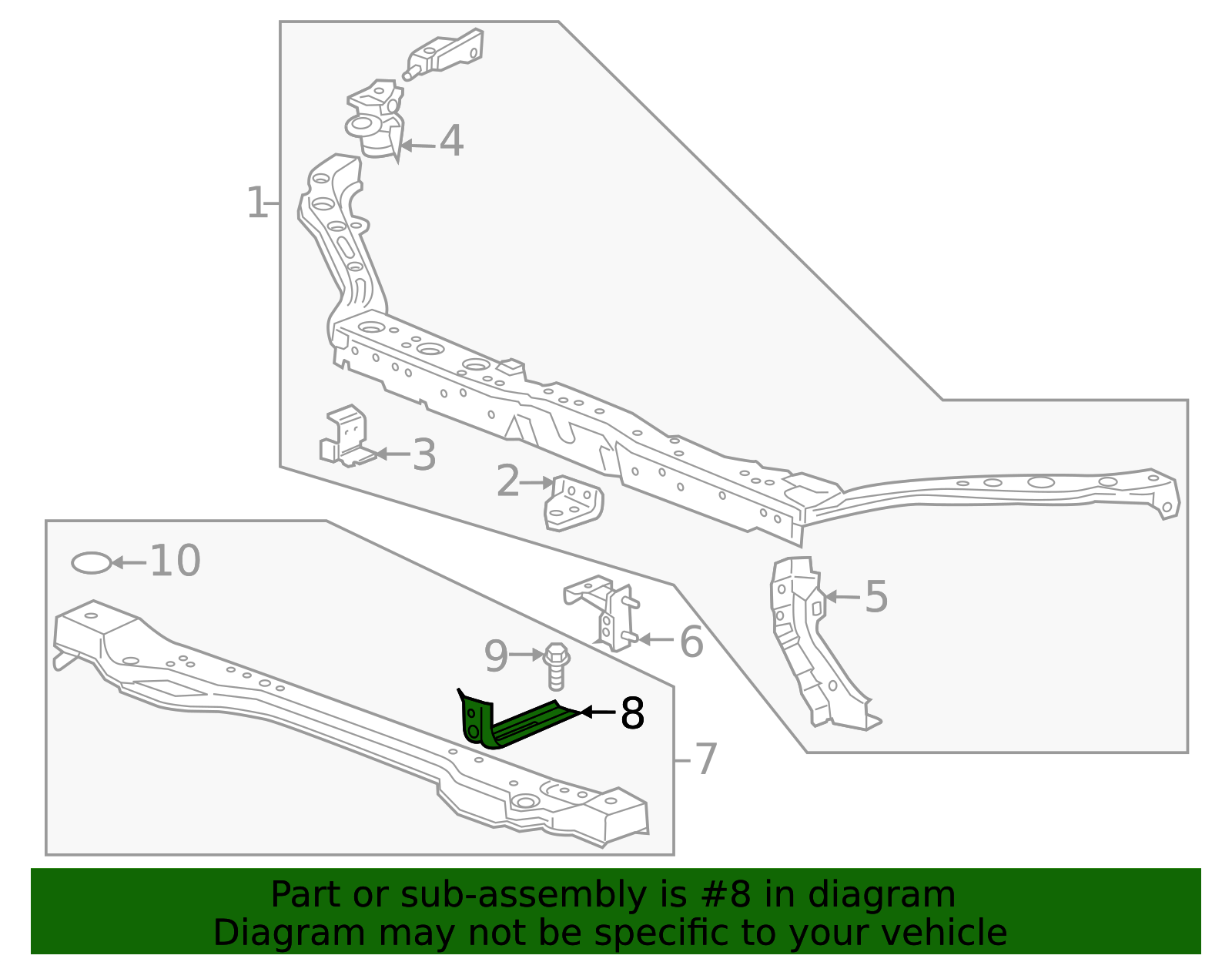 Passenger Side Front End Upper Tie Bar Bracket - GM (95137192)
