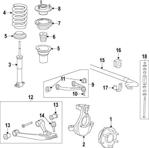 Front Pair Struts With Coil Springs For 2014-2019 Chevrolet Silverado 1500 RWD – Complete Assembly