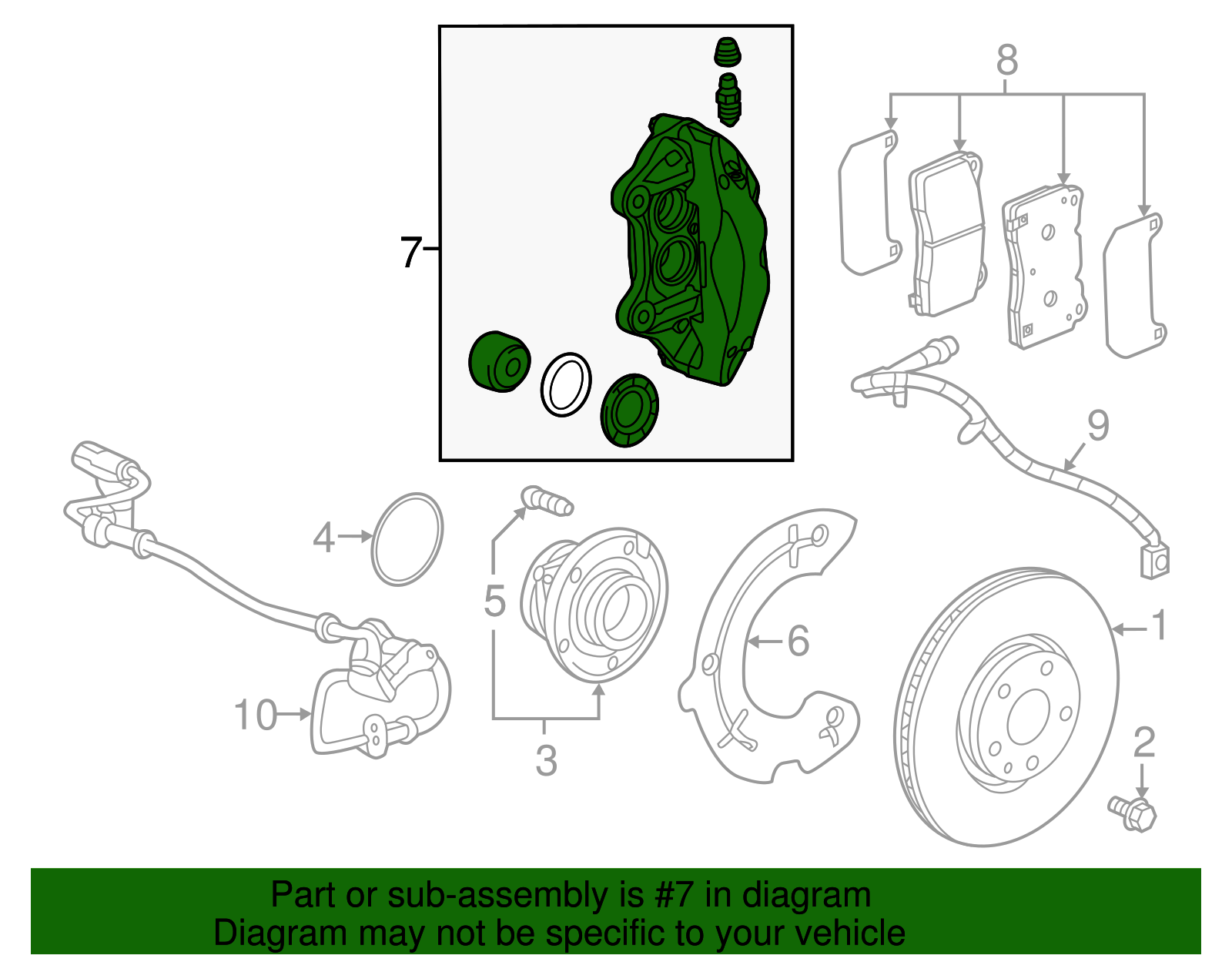 Front Driver Side Disc Brake Caliper Assembly - GM (84089036)