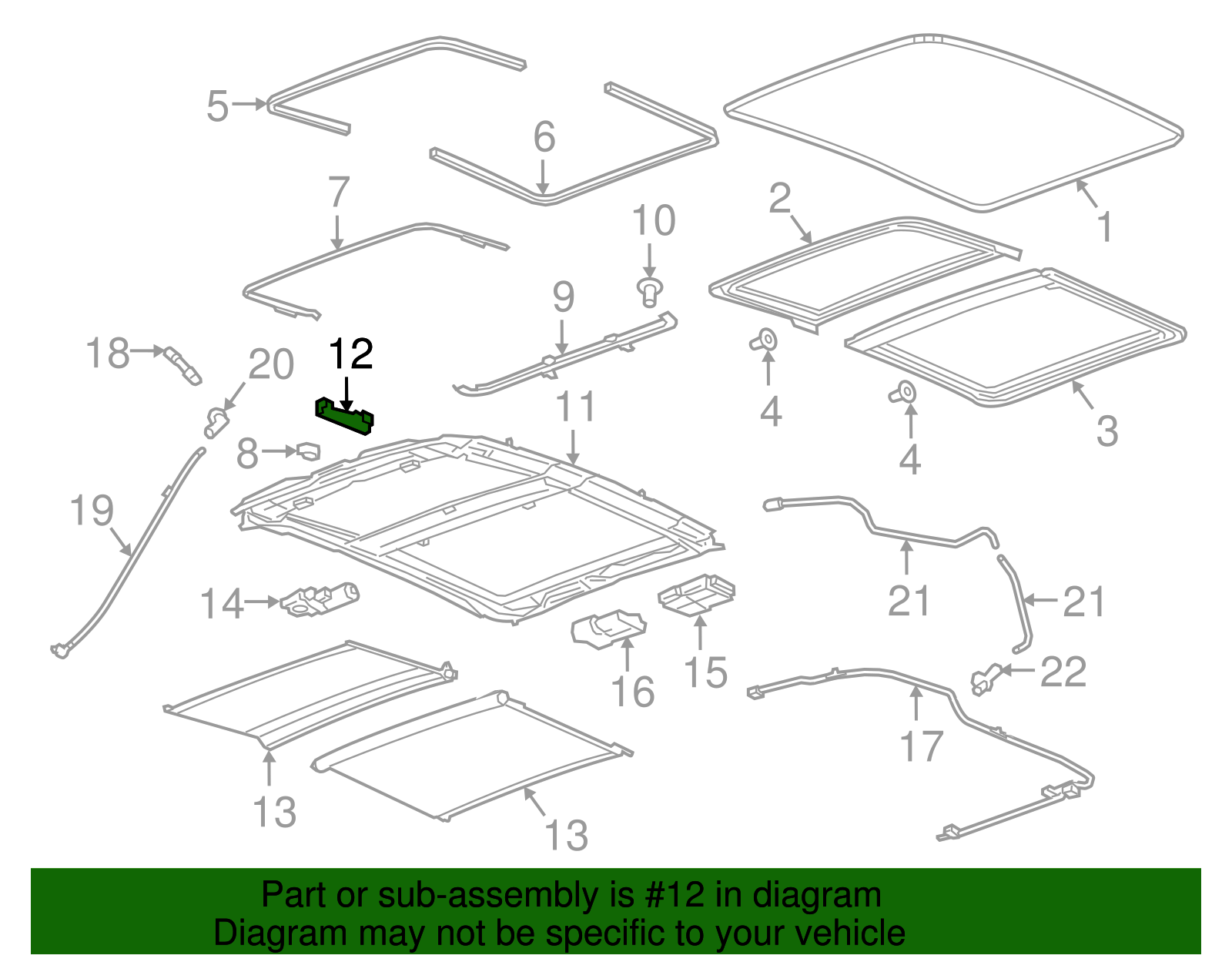 Driver Side Sunroof Window Seal - Cadillac (84114680)