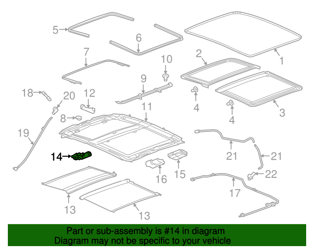 20172020 Cadillac CT6 Rear Sunroof Sunshade Motor with Control Module