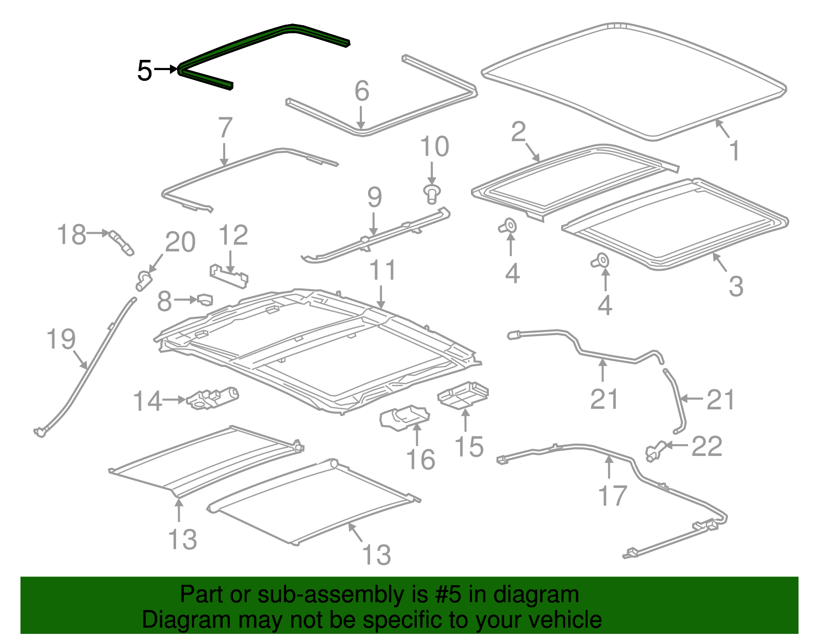 Sunroof Window Seal - Cadillac (84110476)
