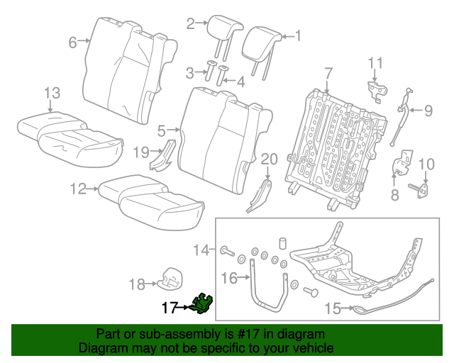 Honda Genuine 82536-T5R-A11 Seat Cushion Frame