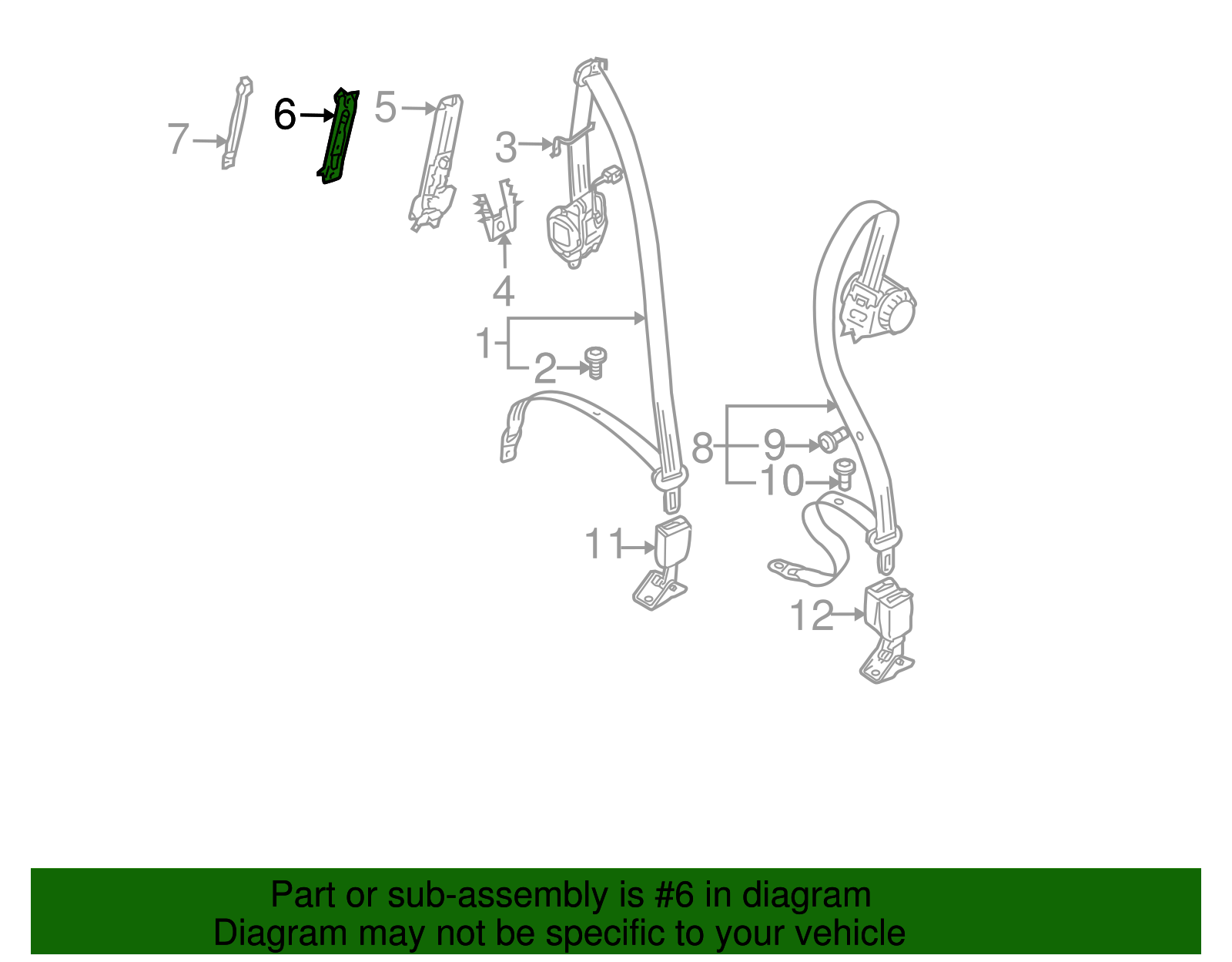 Seat Belt Height Adjuster Bracket - Volkswagen (7L0-880-343-D)