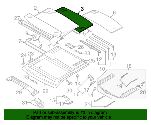 8P4-877-058 - Sunroof Glass 2006-2013 Audi Audi OEM Parts