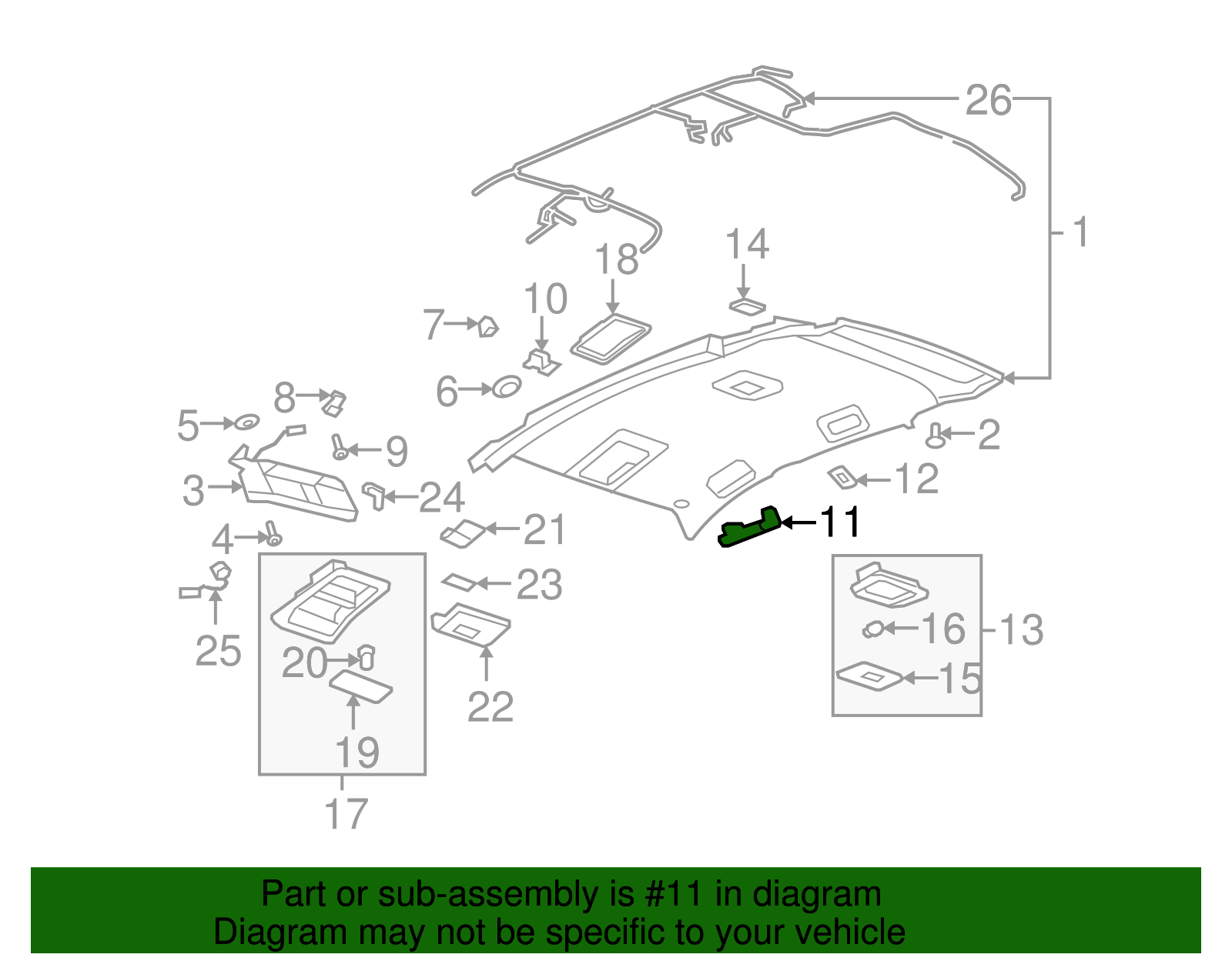 Light Titanium Passenger Side Roof Rail Rear Assist Handle - GM (96800996)