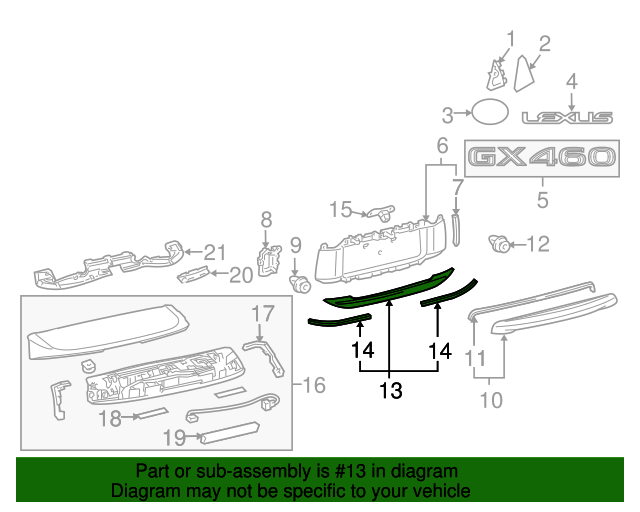 20102019 Lexus GX460 Lower Molding 7681360040 XportAuto