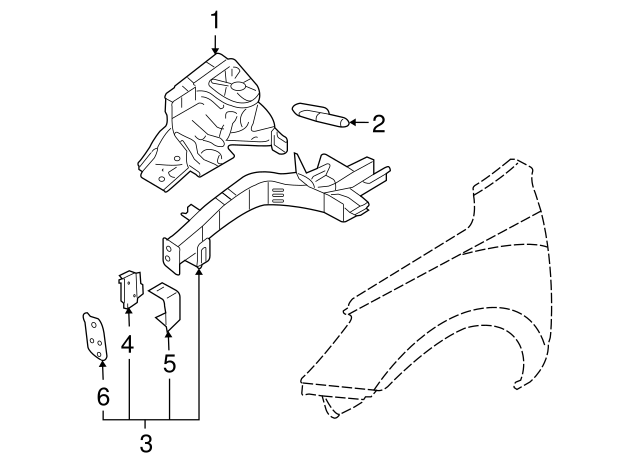 Genuine Hyundai 64502-3J200 Fender Apron Panel Assembly
