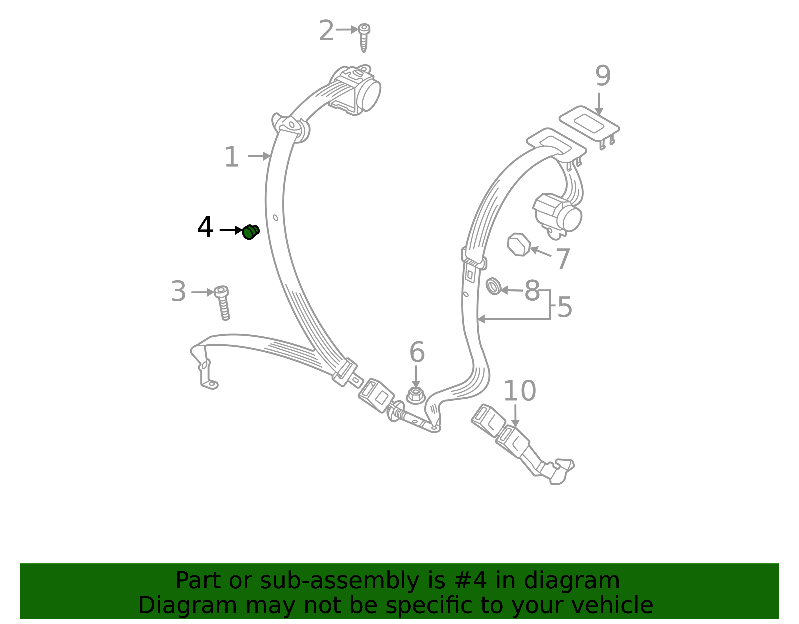 Outer Belt Assembly Button - Volkswagen (7N0-857-847-9B9)