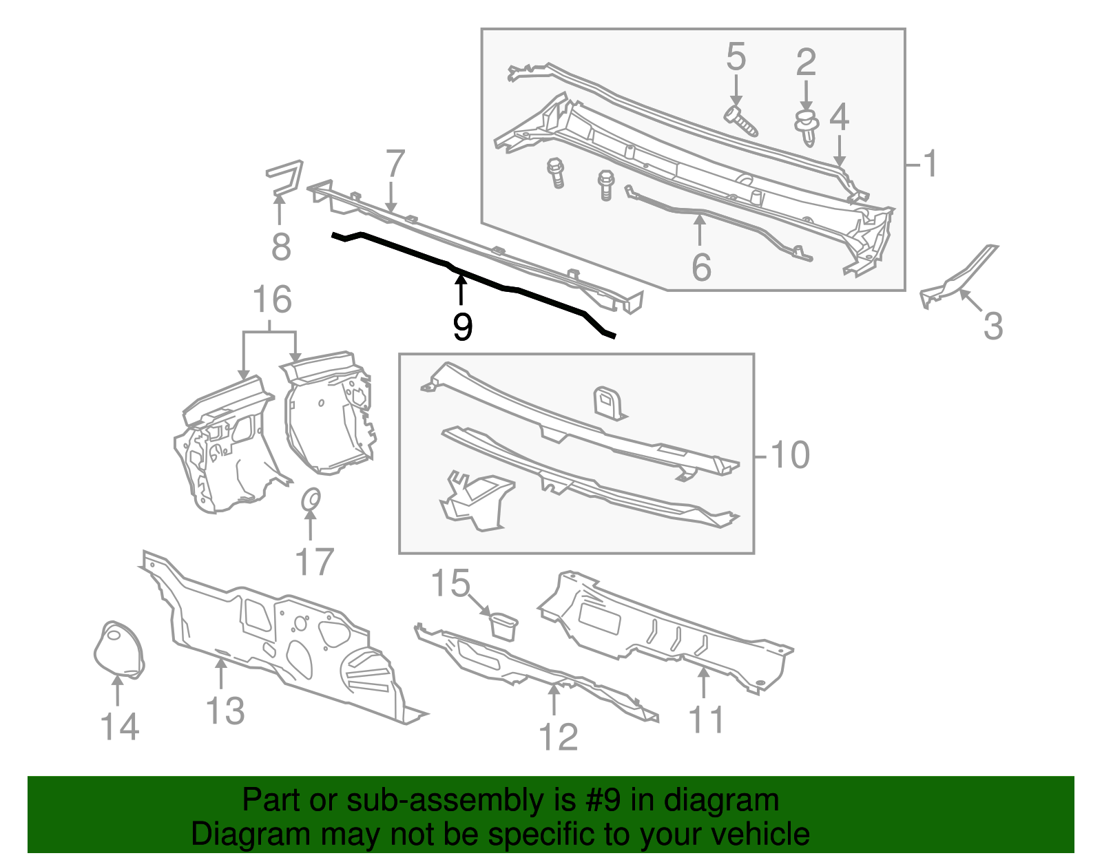 Cowl Plenum Panel Seal - Buick (25782854)