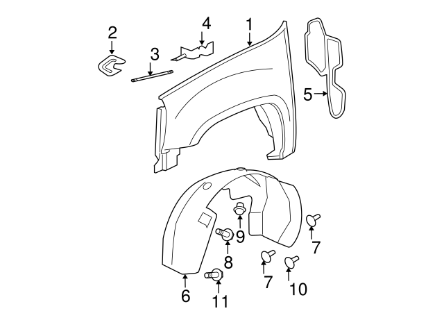 GM OEM-Fender Liner Retainer Clip 11519949