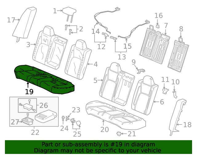 Honda Genuine 82131-SJC-A02ZH Seat Cushion Trim Cover Rear Right Honda Genuine 82131-SJC-A02ZH Seat Cushion Trim Cover Rear Right