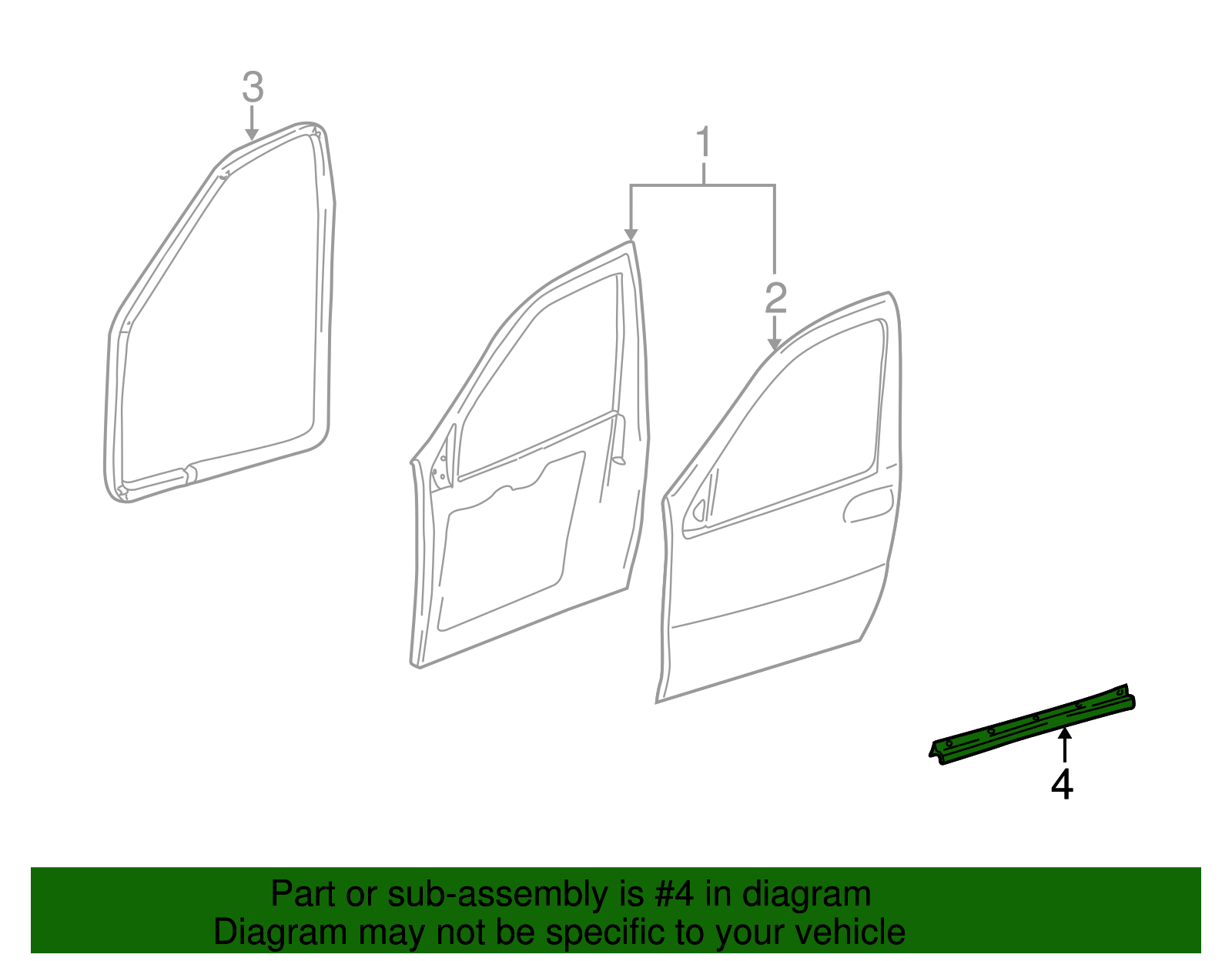 Front Side Door Bottom Auxiliary Sealing Strip - GM (10232754)