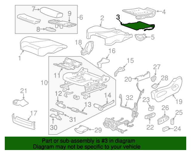 20132016 Cadillac SRX Seat Cushion Heater 22950589 GM Parts Online