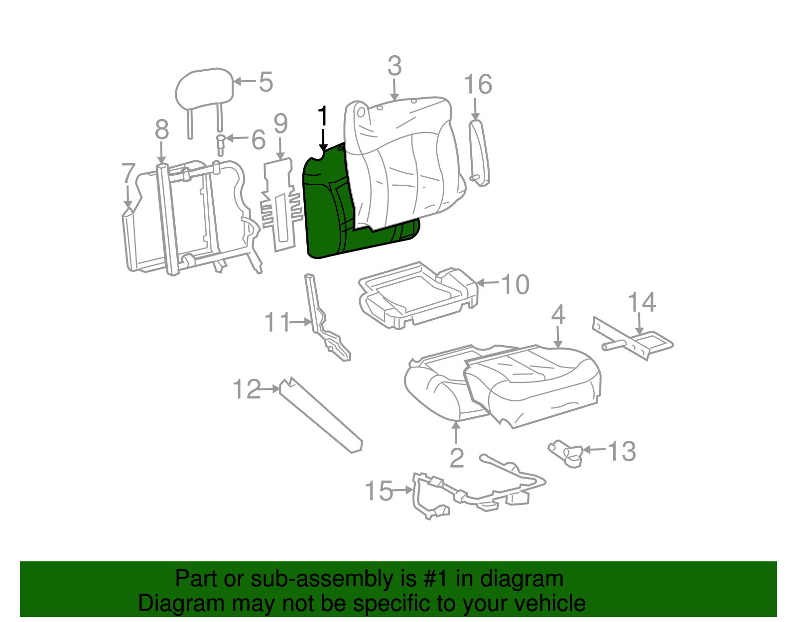 Pad, P/Seat Black Cushion - GM (88940358)