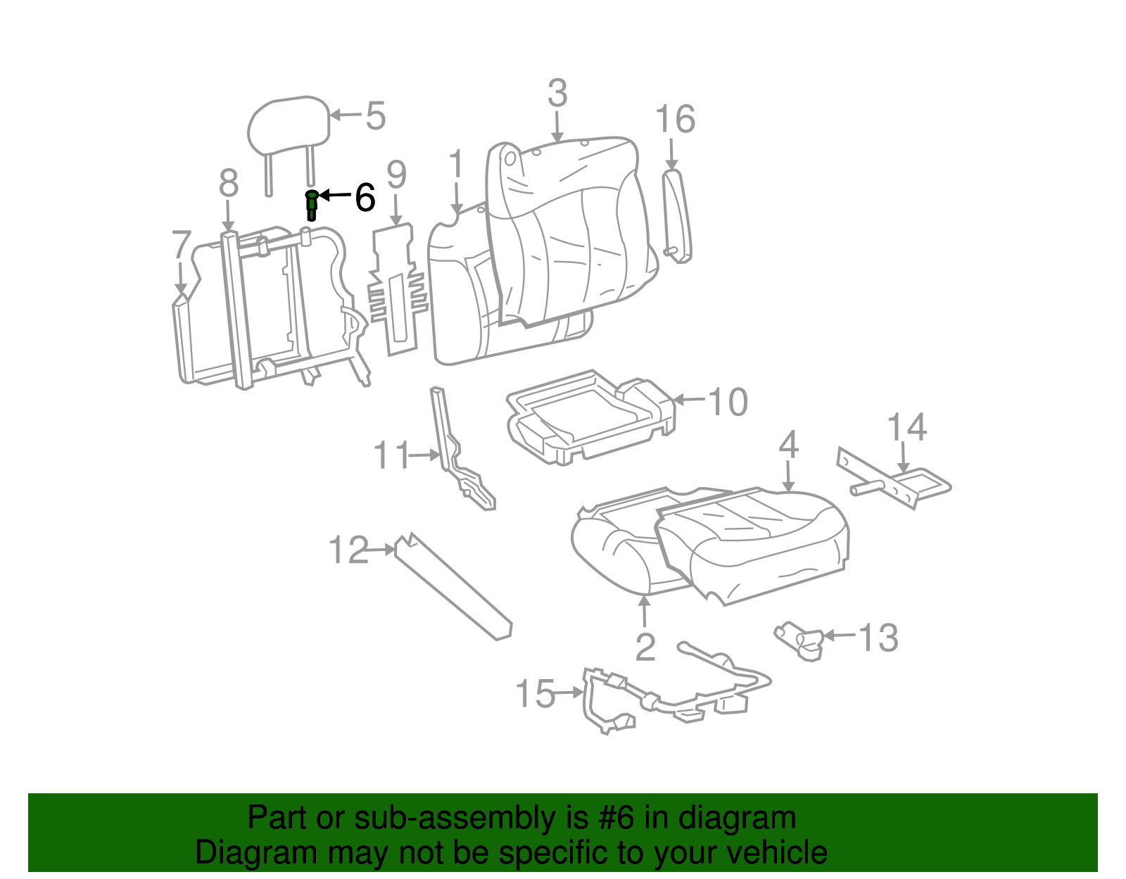 Support, D/Seat H/Rst - GM (88943844)