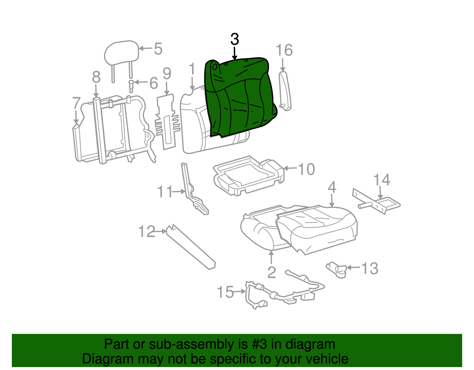 Cover, P/Seat Black Cushion                    *Wheat - GM (88940366)