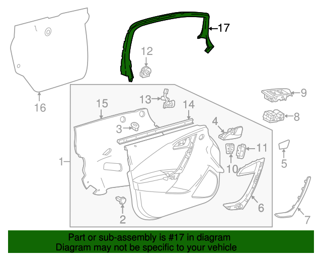 23131016 GM Passenger Side Door Garnish Molding GM Parts Store