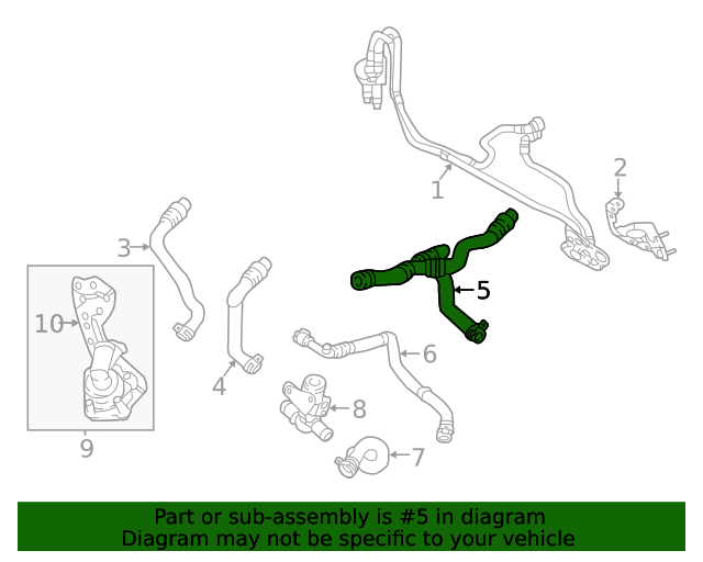 S40/V50/C30/C70II T5 Heater Hose Kit - LHD ONLY - View #7